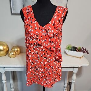 3 for $20 🌺 Hailey & Co. Abstract Floral Ruffle V-Neck Blouse Small